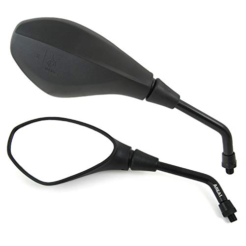 Universal motocicleta Espejo retrovisor espejo Certificado Set, S (Negro, 2 x M8 Derecho Rosca + 1 x M8 Rosca Izquierda) (GN de R)