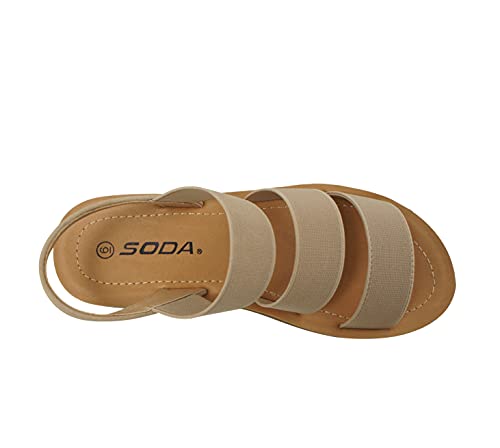 Soda BUTTON ~ Women Slip On Casual Open Toe Three Elastic Bands with Ankle Strap Fashion Gladiator Sandal3