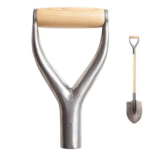 Mango de pala de repuesto – Mango en D de madera de metal, mango de herramienta antioxidante para ahorro de esfuerzo, pieza de actualización estable para equipos de jardín | Soporte de horquilla de