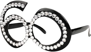 Black 60th Birthday Glasses,Number 60 Crystal Frame Funny Costume Sunglasses Novelty Eyewear Celebration Decoration,Birthday Decorations Women,Birthday Glasses,Women'S Novelty Sunglasses and Eyewear