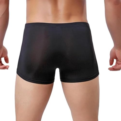 Mens Elephant Trunk Underwear Sexy Ice Silk Solid Color Separate Pouch Boxer Briefs4