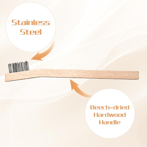 Image of Wood Handle Wire Scratch Brush Sets (18, 18Pack-7.8in Stainless Steel Small Wire Scratch Brushes with Beech Wood Handle)