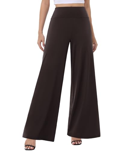Image of ZOOSIXX Wide Leg Palazzo Pants for Women - High Waist Casual Beach Lounge Pants Loose Flowy Pants Stretchy Trousers