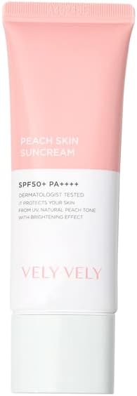 VELY VELY Peach Skin Suncream SPF50+ PA++ Korean Imported Skincare Sunscreen SPF 50