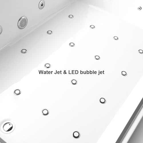 Weibath 71\" Whirlpool Tub, 2 Person Jetted Bathtub with 16 Jets, Jetted Bathtub Acrylic SPA, LED Chromatherapy, Air Massage, Digital Controls, Integrated Shower