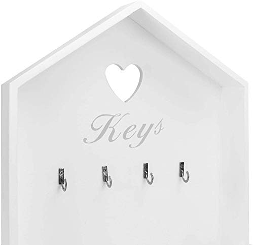 Optimal Products Letter & Key Rack White Mail Holder Wall Key Hanger Vintage Letter & Key Rack Post Storage Wooden Key Organiser Hooks for Keys Grey (White)