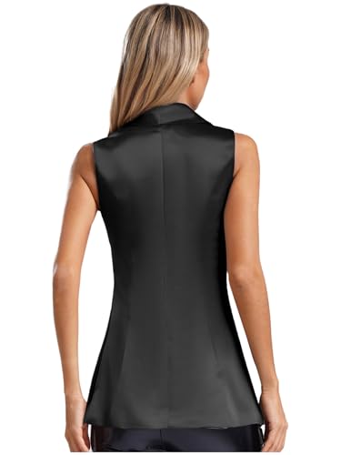 YiZYiF Women's Sparkly Sequin Waistcoat Top One Button Glitter Sleeveless Jacket Coat Disco Dance Vest4