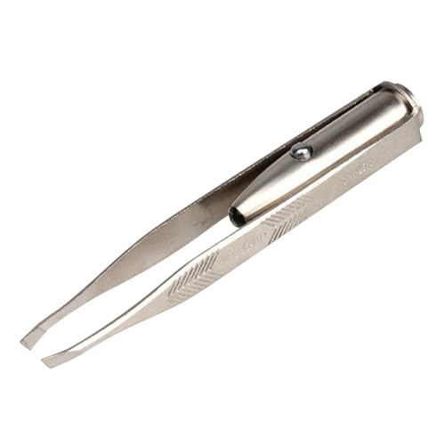 BCOATH Pince à Épiler Lumineuse LED en Acier Inoxydable pour Sourcils, Épilation Précise et Facile à Transporter, pour Femme et Soins du Visage