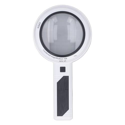 YDuupxe Lupa LED con Aumento 3X 5X 10X 32 Luces LED 3 Colores Recargable USB Lupa de Lectura Portátil para Libros con Letras Pequeñas Sellos Joyería
