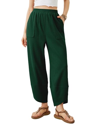 Image of Xiaoxuemeng Womens Baggy Wide Leg Pants Casual Elastic Waisted Palazzo Harem Pants with Pockets