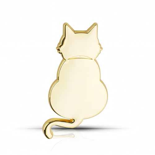 BLOOPIC 車 エンブレム 猫 ステッカー エンブレムチャーム 3D 金属製 ねこ かわいい 面白い 防水 車用 バイク 自転車 スーツケース 装飾 キズ隠し カスタム スタム パーツ 飾り (後姿ろ猫 - ゴールド)