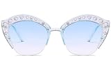 NIUASH Sonnenbrille polarisiert Damen Oversized Cat Eye Sonnenbrille Damen Diamond Half Frame...