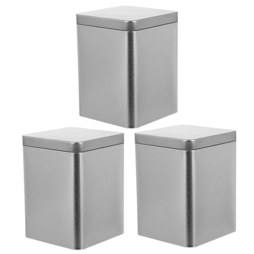 CHICAMPERA Caja Metálica para Almacenamiento de Té Set de 3 Unidades 80 MM Tapa Interior Mate Plateada Recipiente Multiusos para Hogar y Comercio Contenedor Portátil para Té Negro