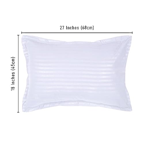 Image of HOUSE FOX Zipper Cotton Pillow Covers /Cases /Protectors (NOT Pillow) Set of 2 Pair Or 4 Pcs,Size -18x28inch with Zip /Chain (Strip Coffee White, Standard)