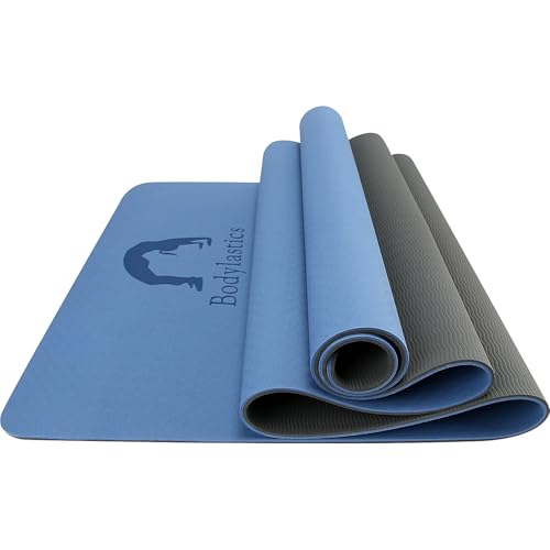 Image of Bodylastics Yoga Mat for Men and Women with Carry Bag TPE 6ft x 2ft x 6mm Large Size Anti Slip & Anti Tear Workout Mat