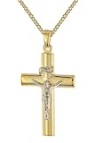 trendor Kruzifix 925 Silber Vergoldet mit Halskette modisches Schmuckstück für Damen und Herren, elegantes Accessoire und schöne Geschenkidee, 28574-45 45 cm