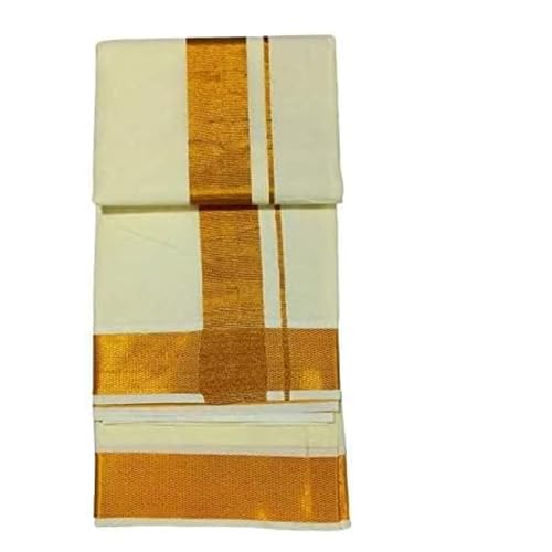 Shemass™ Men's Cotton Dhoti with 100k Kasavu Zari Border4