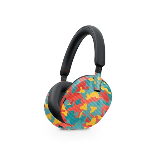 Image of MightySkins Carbon Fiber Skin Compatible with Sony WH-1000XM5 Headphones - Wild Camouflage | Protective, Durable Textured Carbon Fiber Finish | Easy to Apply