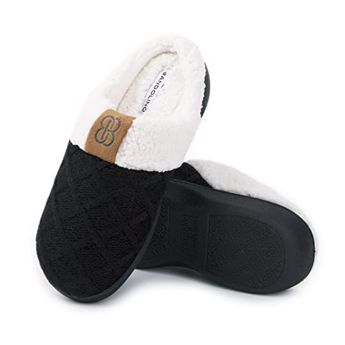 Bandolino Women's House Slippers, Rubber Sole Cozy Knit Sherpa Clog Winter Slippers, Indoor/Outdoor Womens Slipper,2