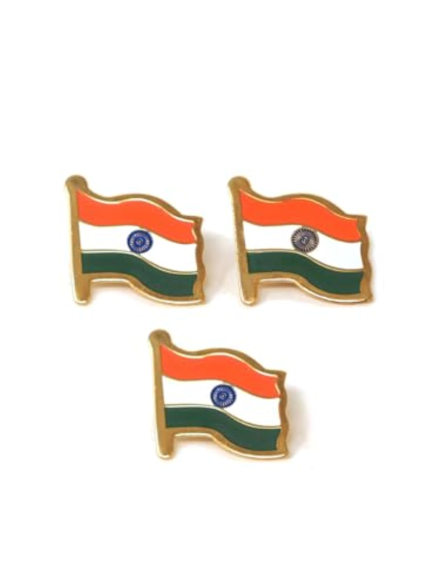Brass Metal Indian National Flag Badge with Pin, Brooch