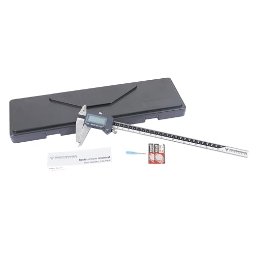 PEC Tools Digital Caliper, 12 Inch/300mm Industrial-Grade Stainless Steel Caliper, IP67 Waterproof & Oil-Resistant, Auto Power-Off, Inch/MM/Fraction Modes