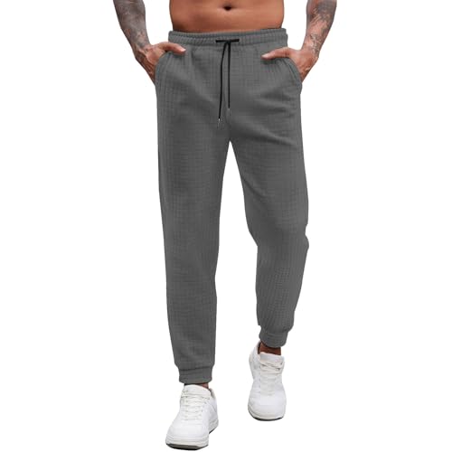 Sweatpant Mens Casual Stretch Textured Lightweight Straight Leg Workout Trousers Loose Fit Athletic Jogger Pants 2025