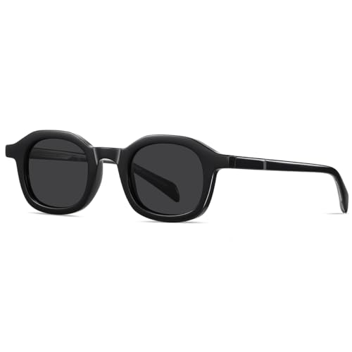 LIGOES Vintage Polygon Sonnenbrille TR90 Polarisierte UV400 Sonnenbrille für Selfies Party Mode Sonnenschutz Eyewears (black)