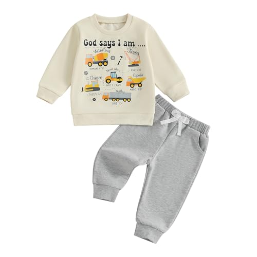 Fernvia Toddler Boy Fall Winter Clothes God Says I Am Long Sleeve Pullover Sweatshirts + Solid...