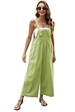 QIBABU Womens Bib Cotton Overalls Baggy Fashion Sleeveless Wide Leg Jumpsuits Casual Summer Strap Lo