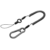 [ラスタバナナ] ステンレスワイヤー入り コイルストラップ カラビナ付き ショートタイプ 超高耐久 ブラック RCSTWC03BK