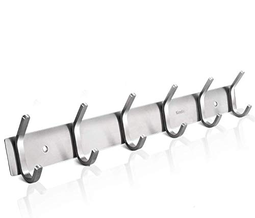 Selbstklebend Hakenleiste Kleiderhaken Edelstahl Garderobenhaken Handtuchhalter Wandgaderobe Bademantelhaken Mit 6 Doppelhaken, Wandhaken und