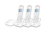 Geemarc Liberty 200 Trio, Amplified Home Telephones with Small DECT Base, Loud Ringer, Hearing Aid Compatible Cordless Phones, Easy Use 3 Cordless Handsets to Be Placed Anywhere in the House
