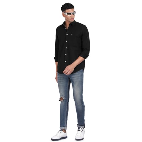 Image of Men's Slim Fit Spread Collar Full Sleeve Casual Shirt