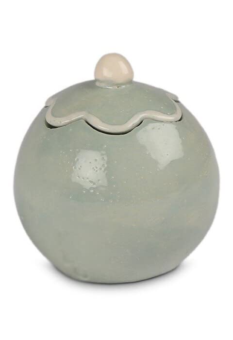 Mini urne funéraire céramique Fleur gris vert pour votre salon