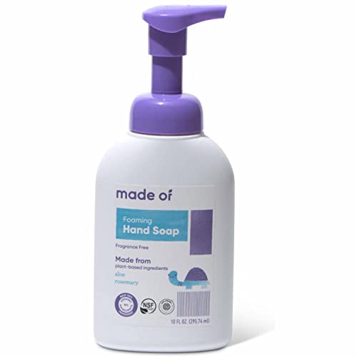 MADE OF Organic Hand Soap Dermatologist and Pediatrician Tested - NSF Organic and EWG Verified - for Sensitive Skin - Made in USA - 10oz (Fragrance Free, 1 Pack)