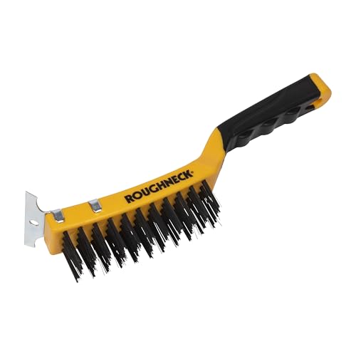 Roughneck Heavy Duty Wire Brush with Scraper (300mm) – High-Performance Cleaning Tool with Carbon Steel Bristles & Soft Grip