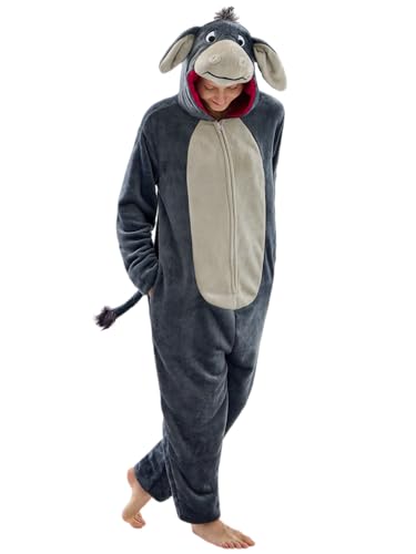 JUOLOET Unisex Adult Onesie Pajamas Donkey Animal One Piece Snug Fit Halloween Costume Sleepwear HomewearGrey Donkey Large