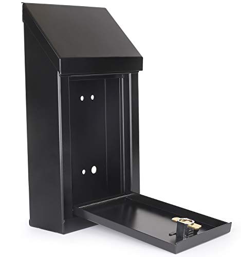 Metal Donation Box & Collection Box Office Suggestion Box Secure Box With Top Coin Slot And Lock Included With 2 Keys - Easy Wall Mounting Or Counter Top Use (Black) #TOP1