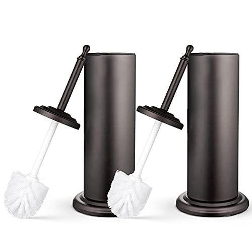Home Intuition Bronze Toilet Brush & Holder Set, Bathroom Bowl Scrubber with Holder, 2 Pack