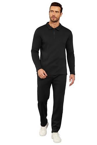 Uni Clau Men's Tracksuit 2 Piece Zip Polo Athletic Shirt Jogging Outfits Long Sleeve Track Suits for Men Set