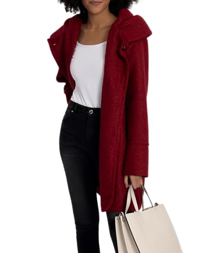 Generico Cappotto Donna Invernale Autunno Elegante Giacca Calda Primavera Eleganti con Bottoni Cappotti in Pile Comodo e (IT, Testo, Taglia unica, Regular, Regular, Rosso)