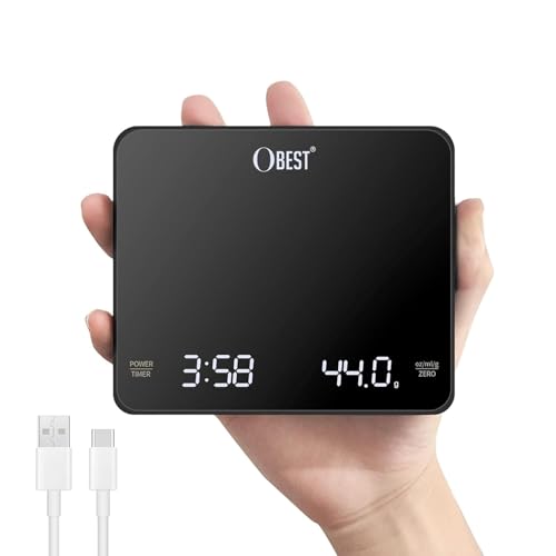OBEST Mini balanças digitais de café com temporizador, balança de...