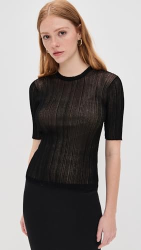 Vince Women's Double Layer Rib Elbow Sleeve Pullover2