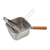 2.5L Edelstahl Frittiertopf, Fritteuse mit Frittierkorb, Küchenkochtopf
