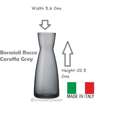 Bormioli Rocco Glass Vase 20.6 Cms 1 Pc, Ypsilon Caraffa Grey Colour Vase for Home Decor 2