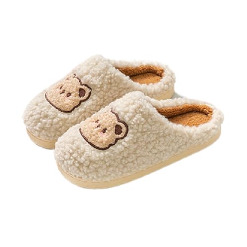 Premium Comfort Thermal Cute Furry Bear Non Slip Women's Fuzzy House Slippers Indoor Soft Warm Kawaii Shoes