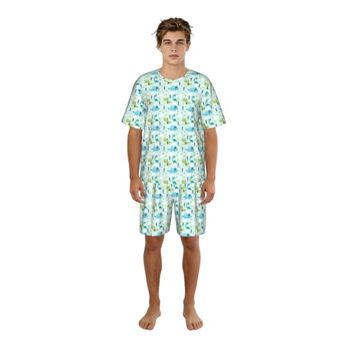 Ensemble de pyjama homme imprimé dinosaure vêtement de nuit léger
