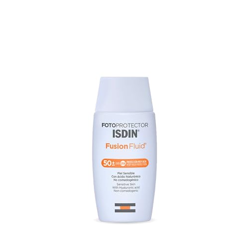 ISDIN Fotoprotección Fusion Fluid SPF 50+, Protector Solar Facial con Ácido Hialurónico y Vitamina E, de Textura Fluida y Matificante que se Funde con la Piel, 50 ml