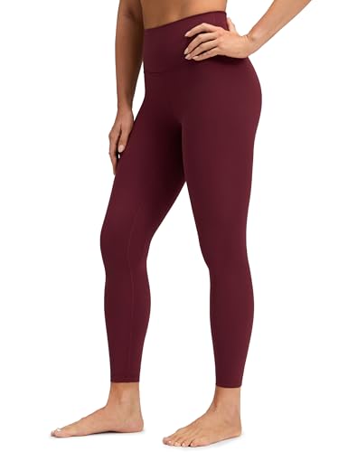 CRZ YOGA Brushed Naked Feeling Workout Leggings 25 - High Waisted Gym Compression Tummy Control Womens Yoga Pants Red Merlot Medium
