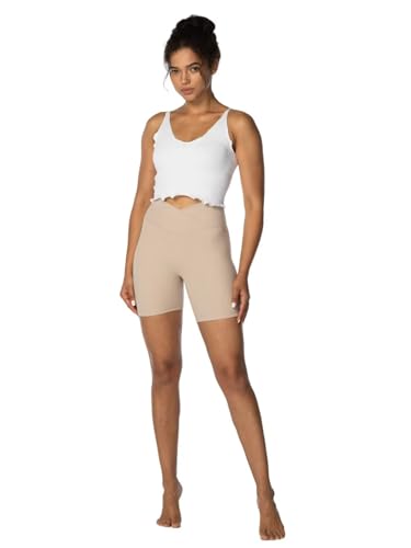Image of Sunzel Crossover Biker Shorts for Women, No Front Seam V High Waist Yoga Workout Gym Shorts with Tummy Control | 4 Or 6-Inch Inseam, High Waisted, Tummy Control, Crossover Waist, Buttery Soft, No Front Seam, Squat Proof, Compression